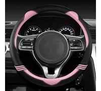 Protector de Cuero y Fibra Carbono para Volante Coche, Accesorios Deportivos para Kia K2 K3 K4 K5 K3S KX1 KX3 KX5 KX7 Rio Soul(Pink O Shape)