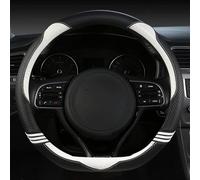 Protector de Cuero y Fibra Carbono para Volante Coche, Accesorios Deportivos para Kia K2 K3 K4 K5 K3S KX1 KX3 KX5 KX7 Rio Soul(White D Shape)