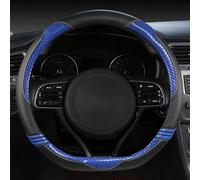 Protector de Cuero y Fibra Carbono para Volante Coche, Accesorios Deportivos para Kia K2 K3 K4 K5 K3S KX1 KX3 KX5 KX7 Rio Soul(Blue D Shape)