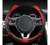 Protector de Cuero y Fibra Carbono para Volante Coche, Accesorios Deportivos para Kia K2 K3 K4 K5 K3S KX1 KX3 KX5 KX7 Rio Soul(Red o Shape)