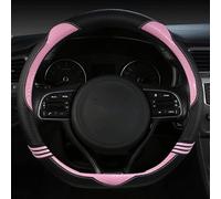 Protector de Cuero y Fibra Carbono para Volante Coche, Accesorios Deportivos para Kia K2 K3 K4 K5 K3S KX1 KX3 KX5 KX7 Rio Soul(Pink D Shape)