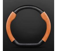 Protector De Cuero Y Fibra Carbono Para Volante Coche, Para Citroen DS3 DS4 DS5 DS 5LS DS6 DS7 DS9 SPIRIT Costura mano(Orange)