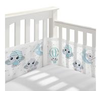 Protector de Cuna,Chichoneras Cuna Plegable 4 Lados, Ajustable,Extraíble con Cierre de Velcro,Cuna de Bebé de Transpirable-Parachoques de Cu na para Bebés,340cm x 30cm + 160cm x 30cm (Elefante)
