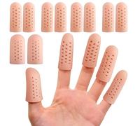 Protector de dedos de gel transpirable, juego de 10 protectores de los dedos, ideal para los dedos de gatillo, eczema de las manos, grietas de los dedos, callos, etc. (Beige)