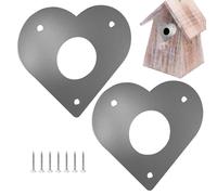 Protector de depredador para casa de pájaros, protector de agujeros de metal para caja de anidación de pájaros, panel de entrada de vuelo de protección para pájaros carpinteros con tornillos de