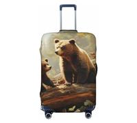 Protector de equipaje lavable y elástico, protector de maleta, diseño de osos lindos que juegan en el árbol, funda antiarañazos, para equipaje de viaje de 18 a 32 pulgadas, Black, L