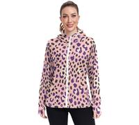 Protector de erupción con cremallera para mujer, bloquea los rayos UVA/UVB, cierre completo, ligero y aireado para exteriores, Piel de leopardo morada - Guepardo con estampado de animales salvajes