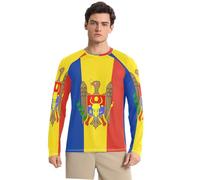 Protector de erupción para hombre, cuello redondo, suelto, protección solar UV, para exteriores, Bandera Nacional de Moldavia, S