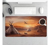 Protector de escritorio de 24 x 12 pulgadas, extendido de tribus nativas americanas, alfombrilla de teclado y mouse, base de goma antideslizante, superficie lisa, alfombrilla de computadora para