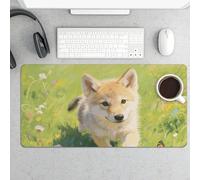 Protector de escritorio de 24 x 12 pulgadas, extendido, pequeño lobo para teclado, ratón, alfombrilla de mouse antideslizante, base de goma lisa, alfombrilla de computadora para computadora de