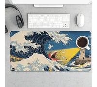 Protector de escritorio de 61 x 30 cm, extendido japonés The Great Wave Off Kanagawa, alfombrilla de teclado y mouse, base de goma antideslizante, superficie lisa, alfombrilla de computadora para