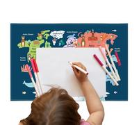 Protector de escritorio DIN A3 - tapete de escritorio con motivo de mapamundi de dinosaurios de colores | Organizador escolar para estudiantes, decoración de, Protector de mesa, alfombrilla