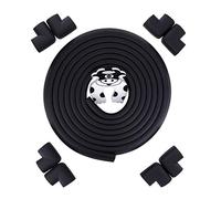 Protector de Espuma de Seguridad, 5 m, Rodillo de Espuma con 8 Protectores de ángulo y 1 Bloque para Puerta Infantil, protección de ángulos y Bordes de Mesa, Color Negro