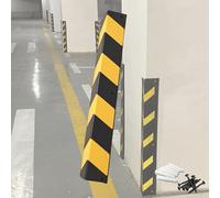 Protector de esquina de pared resistente, protector de goma en forma de L para zonas de estacionamiento, diseño reflectante amarillo y negro