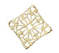 Protector de esquinas de libros de metal, 15MM Metal Brass Stamping Square Filigree Findings DIY Handmade Jewelry Accessories(Raw Brass)