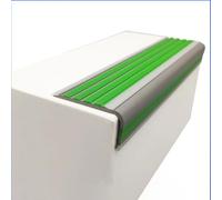 Protector de goma antideslizante que brilla en la oscuridad para bordes de escalera, autoadhesivo, 5 x 2,5 cm, color verde, ideal para esquinas de escaleras y escalones