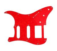 Protector de guitarra eléctrica de plástico PVC, placa frontal resistente a los arañazos con blindaje de lámina de aluminio, cubierta duradera e inodora para guitarras estilo Strat (Color rojo perla