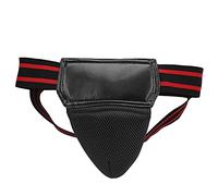 Protector de Ingle para Boxeo, Jockstrap de Cuero PU Transpirable, Talla Media - Alta Resistencia a Impactos, Banda Elástica Ajustable, Ideal para Kickboxing y Muay Thai (Negro)