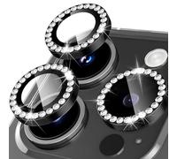 Protector de Lente Cámara para iPhone 13 Pro, Protector de Pantalla de Vidrio Templado 9H con Diamantes Brillantes, Anillo Individual de Aleación de Aluminio, Película Protectora de Lente