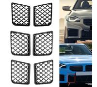 Protector de malla de rejilla de parachoques delantero inferior de 2 piezas compatible con BMW G87 M2 2023 2025, diseño de flujo de aire mejorado para refrigeración del motor (negro mate)