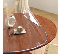 Protector De Mesa Redondo De PVC Transparente 1.5mm Plastico Protectors Mesa Redondas, Protector De Mesas De Madera, Resistente Al Calor Y Al Agua(Escarchada,110cm/44in)