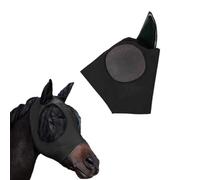 Protector de Moscas y Rayos UV con Orejeras: Máscara de Cabeza Elástica y Transpirable para Caballos de Paseo Tranquilo-Color Negro