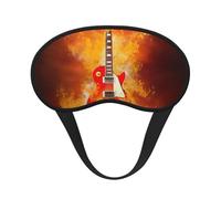 Protector de ojos ajustable para dormir, cómodo, sin presión y transpirable, diseño de guitarra rock en llamas