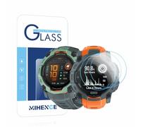 Protector de pantalla compatible con Garmin Instinct 3 50 mm AMOLED/Solar Smartwatch, película protectora de vidrio templado 9H (3 piezas)