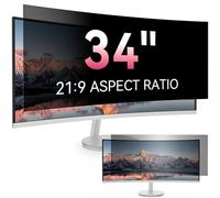 Protector de pantalla curvo de privacidad para computadora de 34 pulgadas para monitor de pantalla ancha de relación de aspecto 21:9, protección ocular extraíble, filtro de luz azul antirreflejos