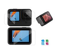 Protector de pantalla de cristal templado de dureza 9H para GoPro Hero9 / Hero 9 /Hero10 / Hero 10 Negro 1 LCD + 1 lente + 1 protector LCD frontal pequeño, antichispas [paquete de 6]