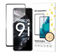 Protector de pantalla de cristal templado para Oppo A76 / Oppo A36 / Realme 9i, pantalla completa con marco - Negro