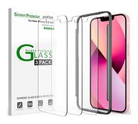 Protector de pantalla de vidrio amFilm compatible con iPhone New Mini (pantalla 5.4, 2021), vidrio templado con bandeja de fácil instalación, compatible con la carcasa