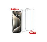 Protector de pantalla de vidrio templado HD NNBILI de 4 piezas compatible con iPhone 16, 15, 14, 13, 12 y 11 Pro, película protectora transparente.