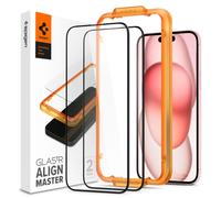 Protector de pantalla de vidrio templado para iPhone 15 Plus ALM Glass FC - negro, 2 unidades.