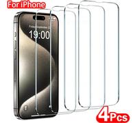 Protector de pantalla de vidrio templado para iPhone, película protectora para iPhone 15, 14, 13, 12, 11 Pro Max, 6, 7, 8 Plus, X, XS, Max, XR, 4 unidades For iPhone 16
