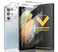 Protector de Pantalla para Samsung Galaxy S21 Ultra 5G, Película de Vidrio Templado 2 Piezas+ Protector de Lente de Cámara 2 Piezas, 9H Dureza, HD Clara, Sin Burbujas, Antihuellas, Anti-Scratch