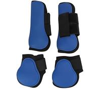 Protector de pierna de caballo, botas de soporte de neopreno de PU, 4 protectores de pierna absorbentes de golpes para entrenamiento de salto de carreras, botas de pata de caballo (Conjunto Azul M)