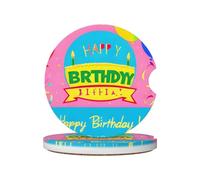 Protector de portavasos con diseño de globo de feliz cumpleaños (paquete de 2), material de cerámica, 2.56 pulgadas, adecuado para portavasos de coche