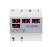 Protector de relé monitoreo protección corriente sobretensión y subtensión ajustable, Selector fase carril 3P + N trifásico 63A