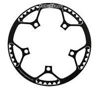 Protector de rueda de cadena de manivela de bicicleta, plato de bicicleta 53T BCD de 130 mm, anillo de cadena de aleación de aluminio (negro) 130 bcd de una sola velocidad