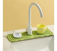 Protector de salpicaduras de agua de silicona con drenaje dividido, protector contra salpicaduras para fregadero de cocina con diseño de pendiente pronunciada, tapete de secado plegable para uso en