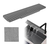Protector de salpicaduras gris para fregadero de cocina, 60 x 10 x 1,3 cm, tapete de drenaje de silicona para cocina, baño, granja, bar, protector contra goteo, encimera