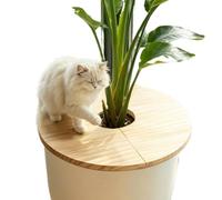 Protector de tierra para macetas, cubierta de madera dividida a prueba de | Cubierta de madera dividida para macetas con rejilla, protector de tierra a prueba de gatos para macetas