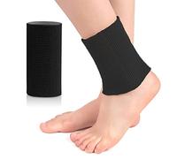 Protector de tobillo de gel para patinaje sobre hielo, protección de tobillo, manga de compresión, para patinaje artístico, rodillos, equitación, calcetines de apoyo para pies de corte libre (negro)