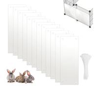 Protector de valla para jaula de mascotas, paneles de plástico transparente para jaula de conejo, paquete de 12 paneles laterales para conejillo de indias, hámster, evita que la arena caiga en la