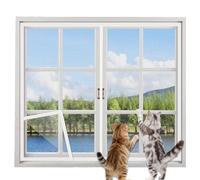 Protector de ventana de seguridad para gatos, mosquitera con cremallera central vertical, red de malla autoadhesiva antiarañazos para ventanas, balcón, mascotas, mantiene los mosquitos fuera (A,90 x
