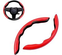 Protector de Volante de Fibra de Carbono, para Fiat Freemont 2012-2023 2024 5-Sitzer Luxus Funda Antideslizante y Segmentada,Red/B