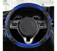 Protector Deportivo De Cuero Y Fibra De Carbono para Volante De Coche, para Kia para Rio 2 3 4 K2 K3 K4 K5 K3S KX1 KX3 KX5 KX7 para Rio para Soul Banda elástica(Blue O Shape)