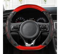 Protector Deportivo De Cuero Y Fibra De Carbono para Volante De Coche, para Kia para Rio 2 3 4 K2 K3 K4 K5 K3S KX1 KX3 KX5 KX7 para Rio para Soul Banda elástica(Black Red D Shape)