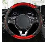 Protector Deportivo De Cuero Y Fibra De Carbono para Volante De Coche, para Kia para Rio 2 3 4 K2 K3 K4 K5 K3S KX1 KX3 KX5 KX7 para Rio para Soul Banda elástica(Black Red O Shape)